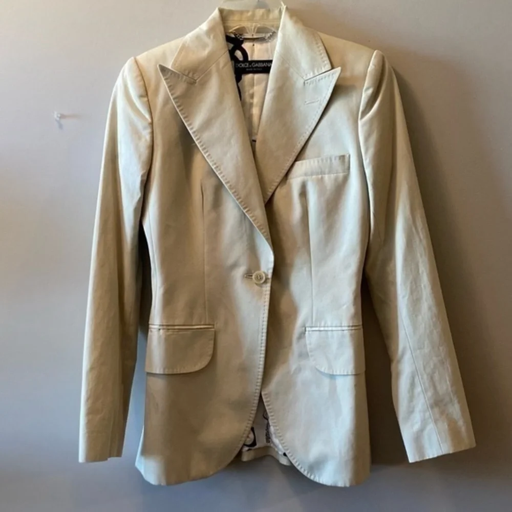 DOLCE & GABBANA Cream Suit Set Cotton Y2K - Picture 3 of 16